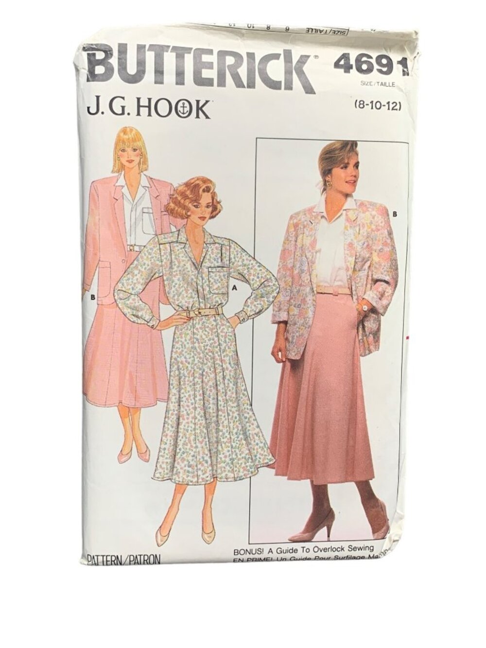 Butterick 4691 Misses Jacket Skirt Shirt Sew Pattern Size 8-10-12 1987 Uncut